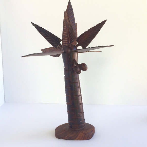 Carved Iron wood Palm Tree with Coconuts - Picture 1 of 12
